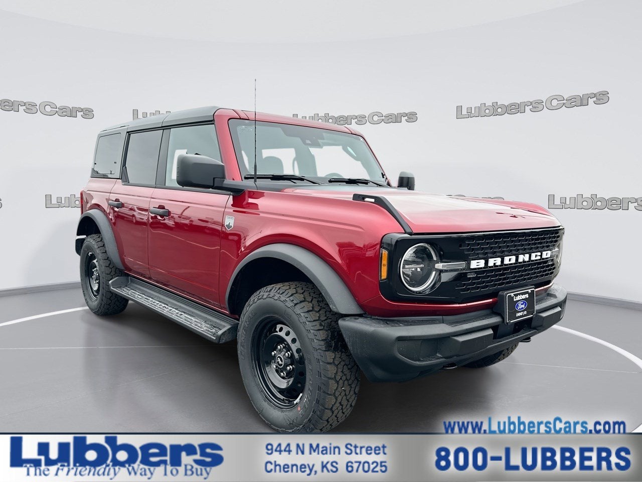 2026 Ford Bronco Big Bend in Ruby Red Met Tntd Clearcoat — front three-quarter view