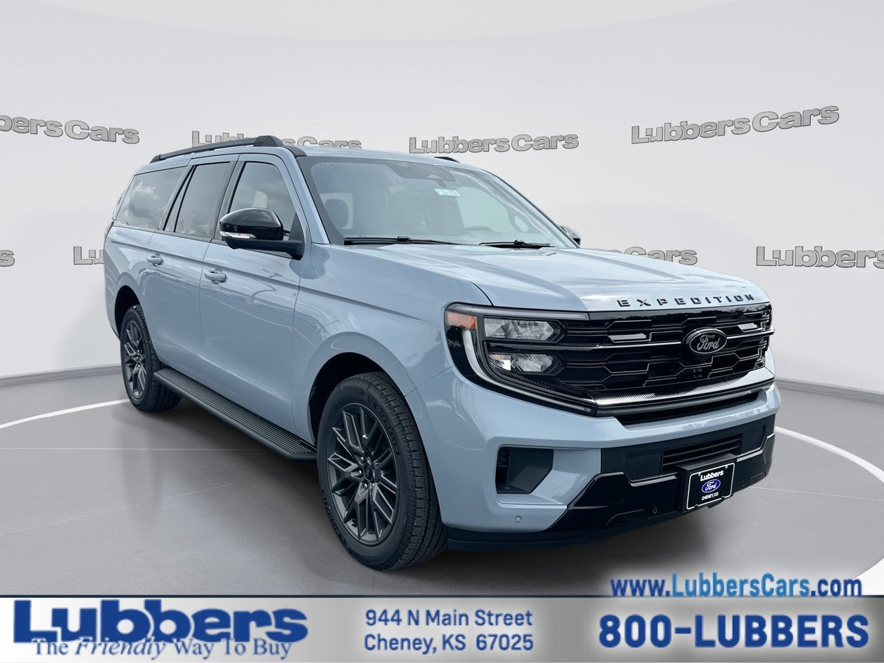 2026 Ford Expedition Max Platinum in Glacier Gray — front three-quarter view