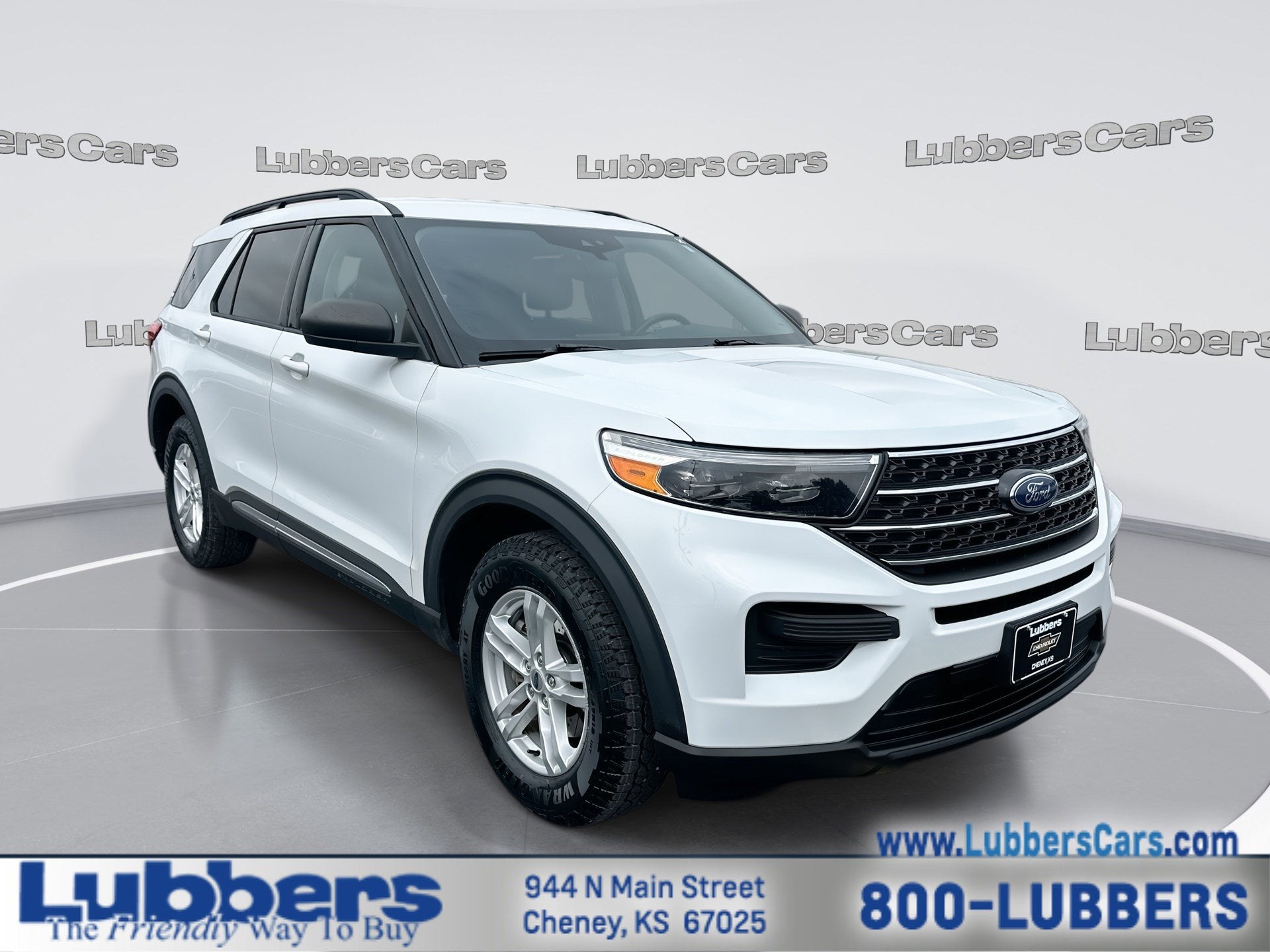 2021 Ford Explorer XLT in Oxford White — front three-quarter view