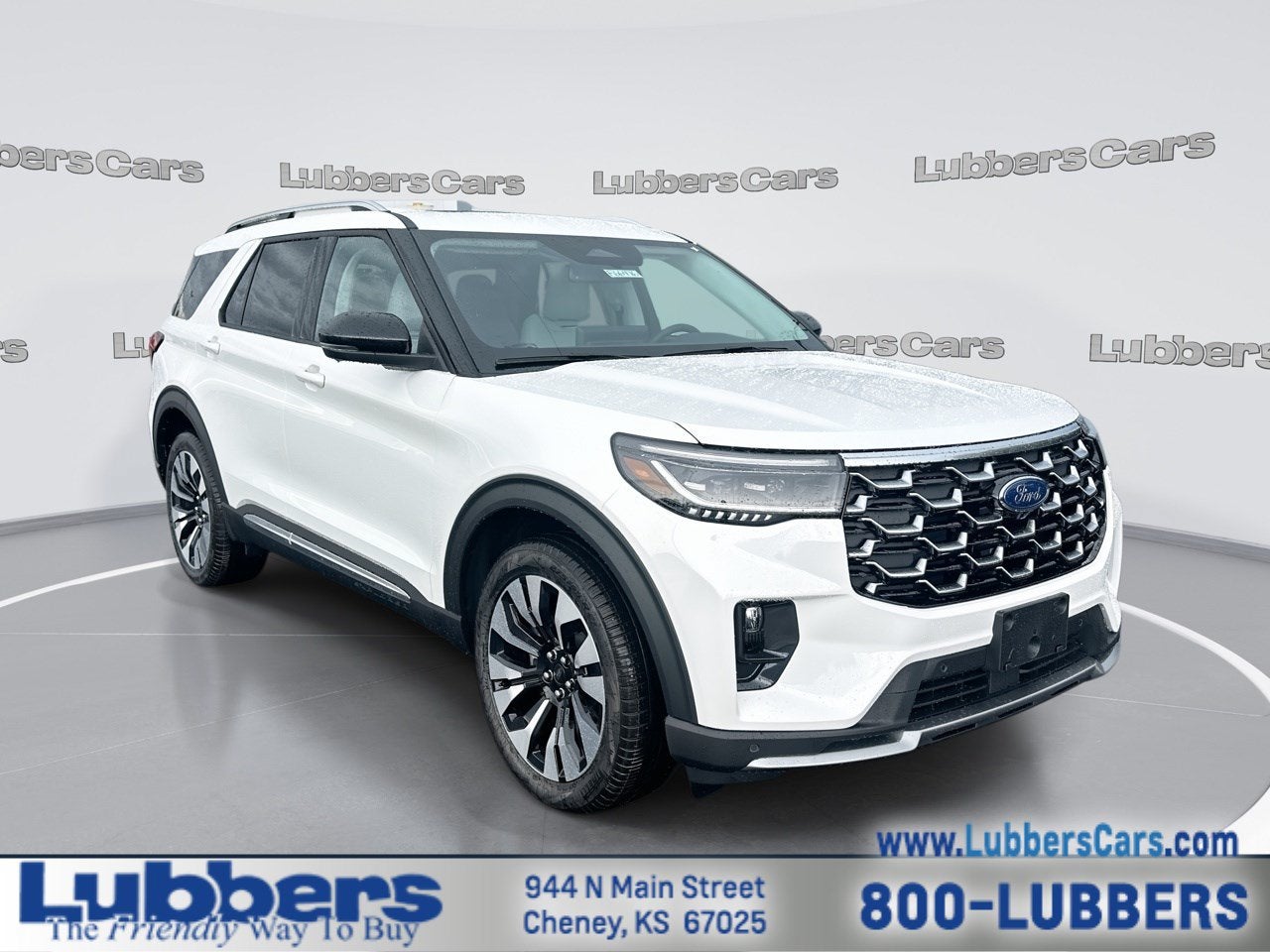 2026 Ford Explorer Platinum in Star White Met — front three-quarter view