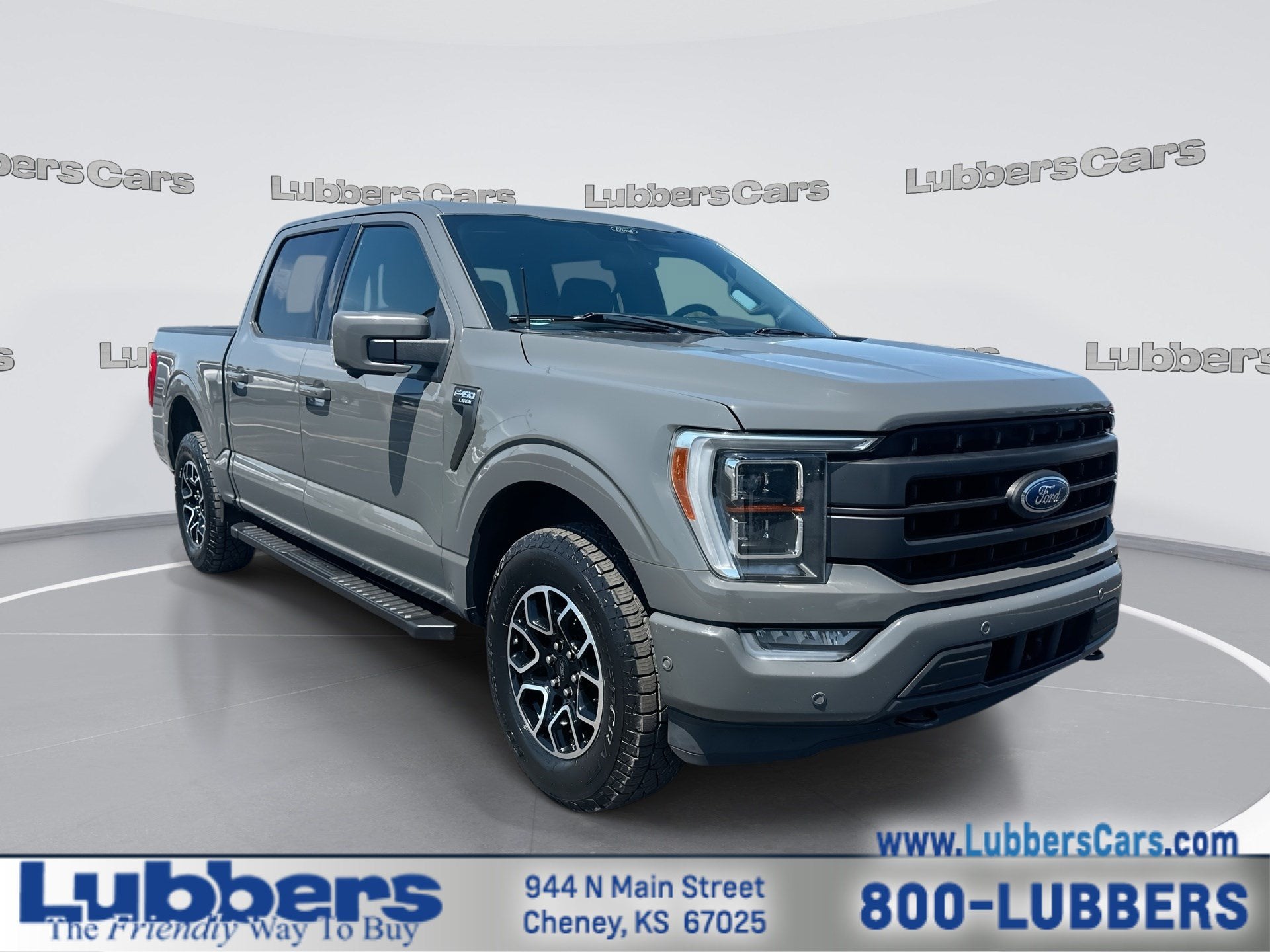2021 Ford F-150 LARIAT in Lead Foot — front three-quarter view